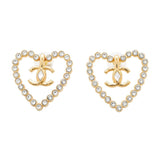 CHANEL Heart motif EarringsAB9926 Metal strass