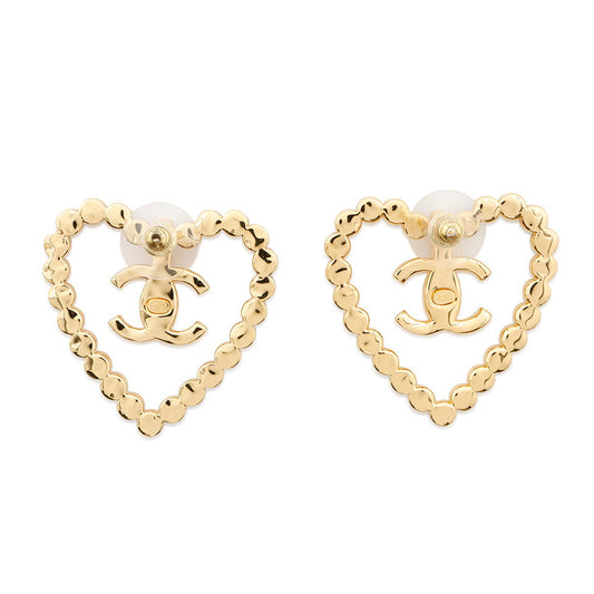 CHANEL Heart motif EarringsAB9926 Metal strass