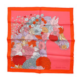 HERMES Carre Robe Legere Size 45 Vermillon/Rose/Gris Silk100%