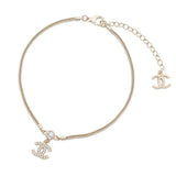 CHANEL CC Logo Necklace ChokerABE544 Rhinestone Gold Plated
