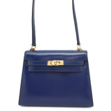 HERMES Mini Kelly Blue Saphir Box Calf Leather