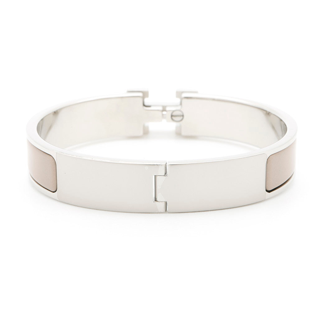 HERMES Clic H Size PM Beige Metal Enamel
