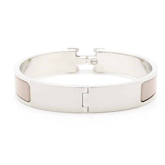 HERMES Clic H Size PM Beige Metal Enamel