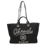 CHANEL Deauville 2WAY ChainTote Bag Black/WhiteA66941 Canvas Leather Size MM