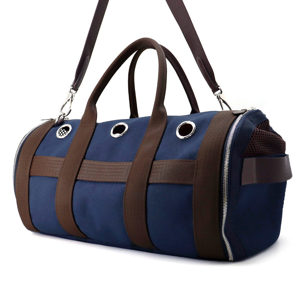 HERMES Dog carry bag Navy Canvas