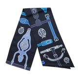 HERMES Maxi Twilly Belt Black/Blue Silk100%