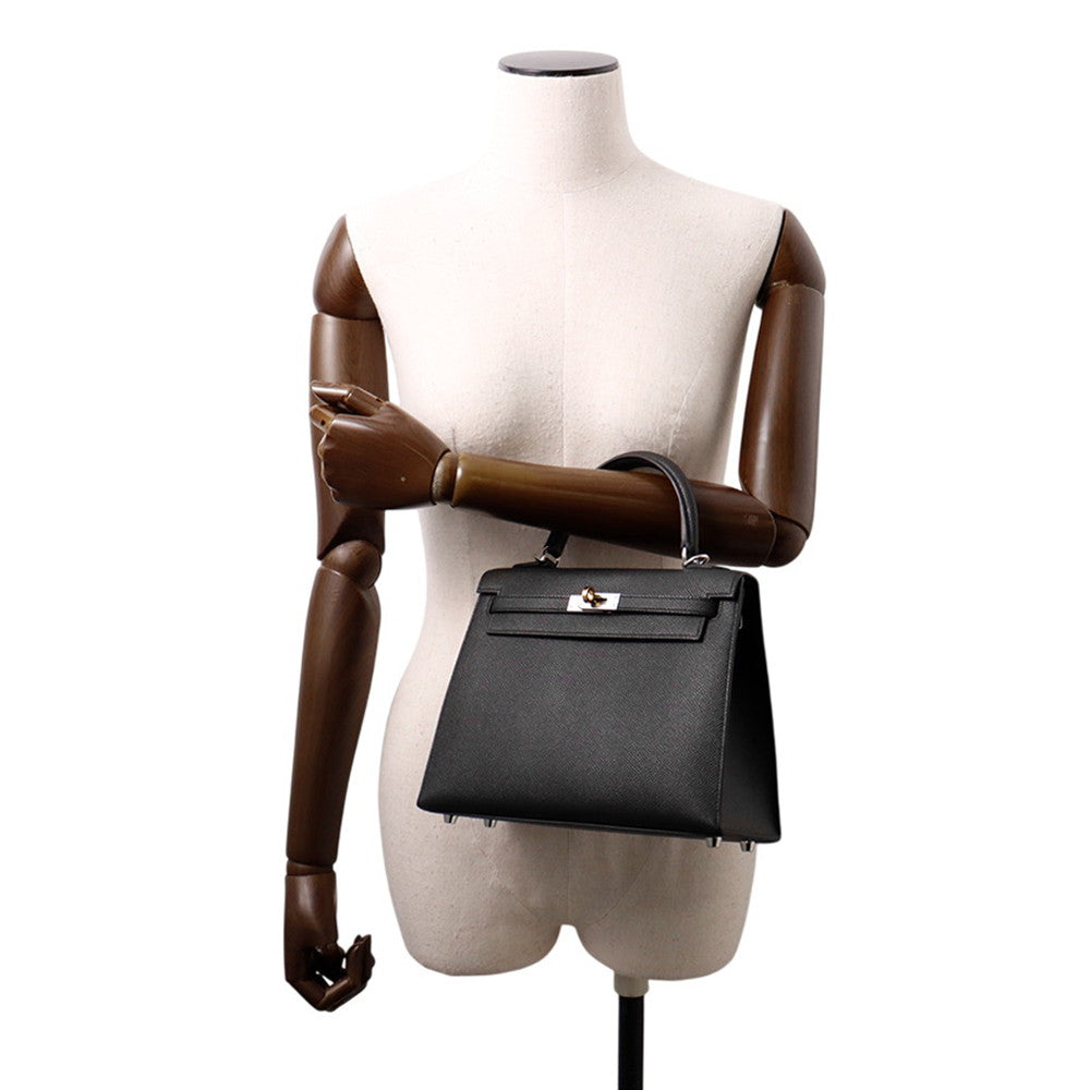 HERMES Kelly Sellier Black Epsom Size 25