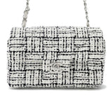 CHANEL Mini Matelasse ChainShoulder Bag White/BlackA69900 Tweed Sequins Leather