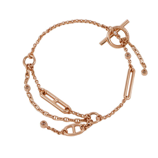 HERMES Chaine d'Ancre Chaos Bracelet Size STH222413B 00ST 18K Pink Gold