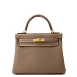 HERMES Kelly Retourne Etoupe Togo Leather Size 28