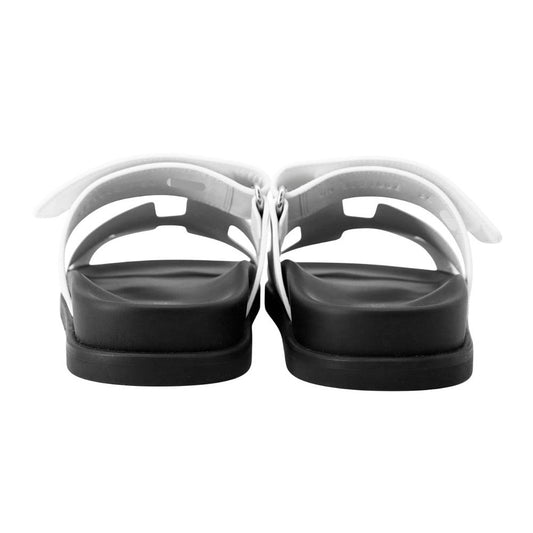 HERMES Sandals Chypre White/BlackH222100Z Calf Leather Chevre Leather Size 34