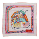 HERMES Scarf Carre CHEVALOSCOPE NEON POINTILLE Size 70 White/Rose/VertH943954S Silk 100%