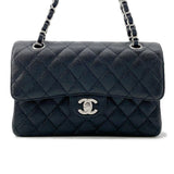 CHANEL Matelasse W Flap ChainShoulder Bag BlackA01113 Caviar Leather Size 23