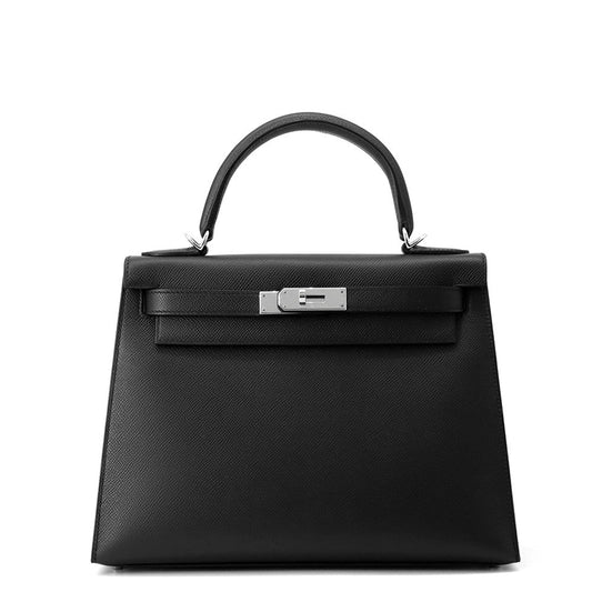 HERMES Kelly Sellier Black Epsom Size 28