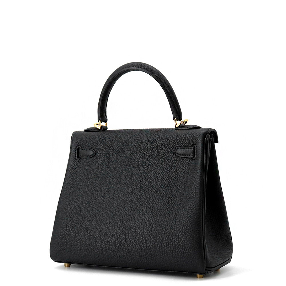 HERMES Kelly Retourne Black Togo Leather Size 25