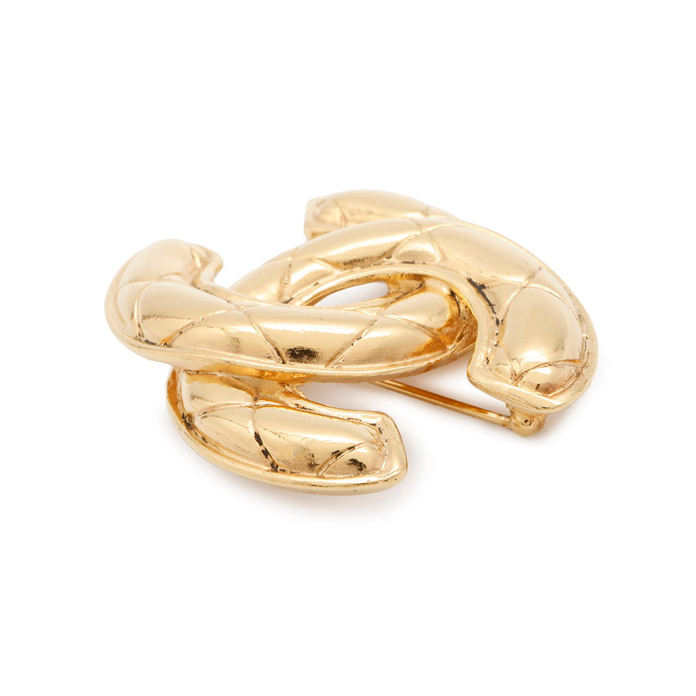 CHANEL Matelasse CC LogoBrooch Gold Metal