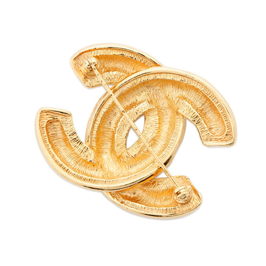 CHANEL Matelasse CC LogoBrooch Gold Metal