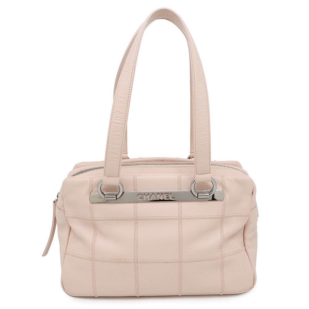 CHANEL Chocolate Bar Tote Bag Pink Leather