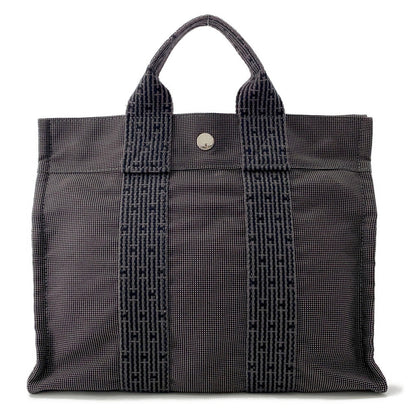 HERMES Her Line Tote Gray Nylon Canvas Size PM