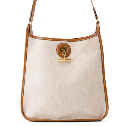 HERMES Vespa Gold Toile H Leather