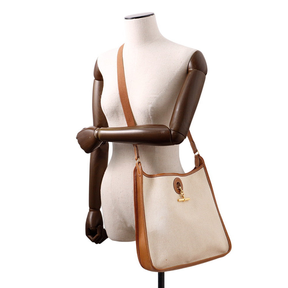 HERMES Vespa Gold Toile H Leather