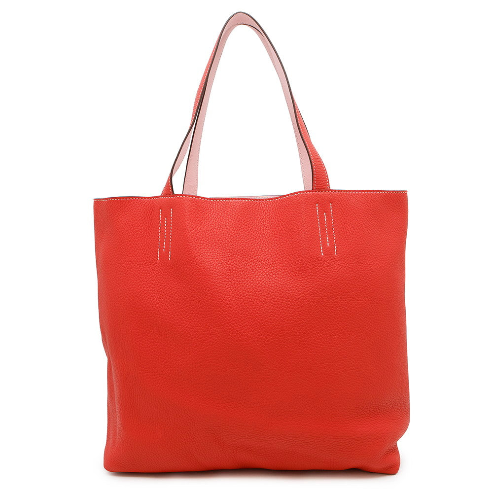 HERMES Double sense Rouge Pivoine/Rose Sakura Taurillon Clemence Swift Leather Size 36