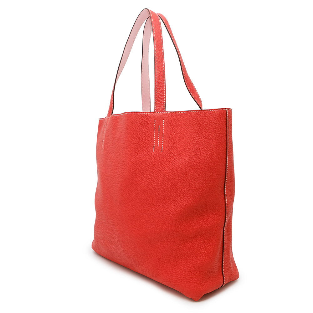 HERMES Double sense Rouge Pivoine/Rose Sakura Taurillon Clemence Swift Leather Size 36