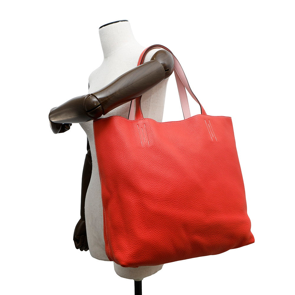 HERMES Double sense Rouge Pivoine/Rose Sakura Taurillon Clemence Swift Leather Size 36