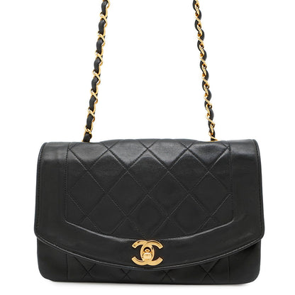CHANEL Diana Chain Shoulder Bag BlackA01164 Lambskin Size 22