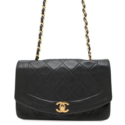 CHANEL Diana Chain Shoulder Bag BlackA01164 Lambskin Size 22