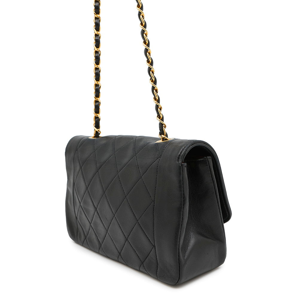 CHANEL Diana Chain Shoulder Bag BlackA01164 Lambskin Size 22