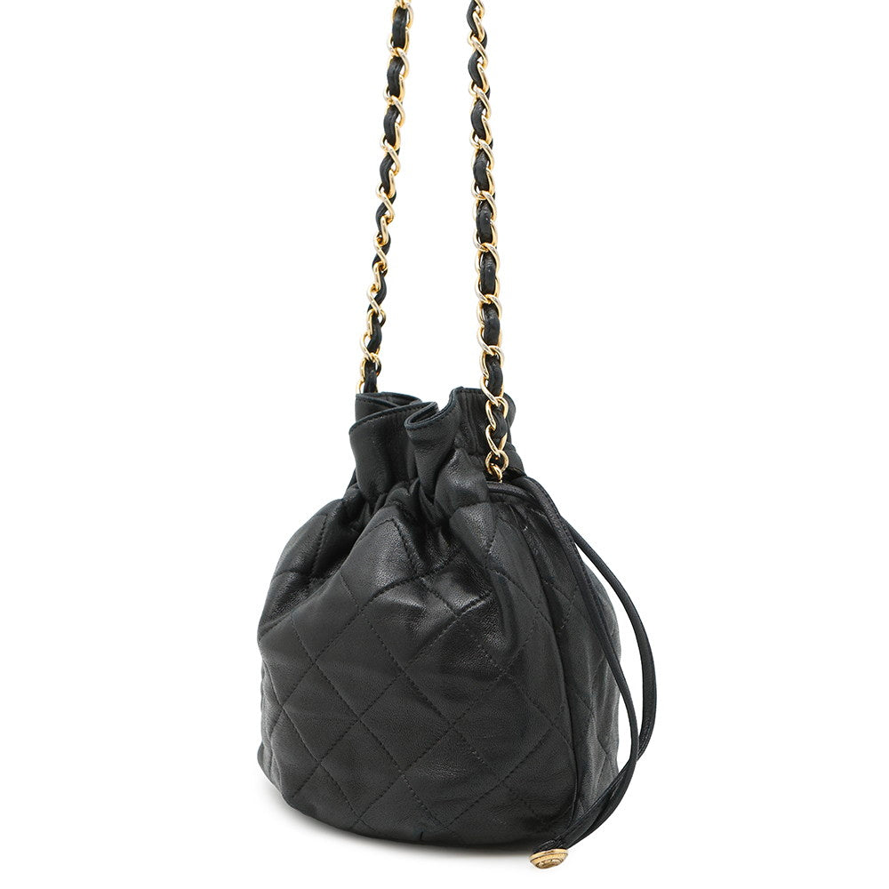CHANEL ChainDrawstring BagBag Black Lambskin