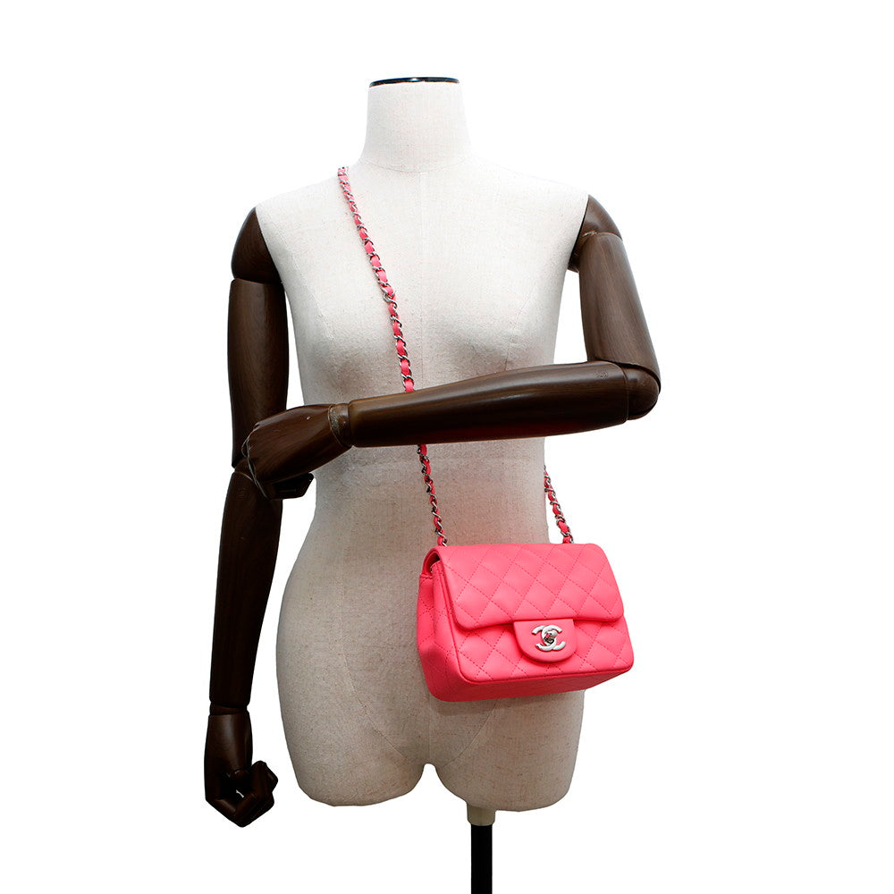 CHANEL Mini Matelasse Chain Shoulder Bag PinkA35200 Lambskin Size 18