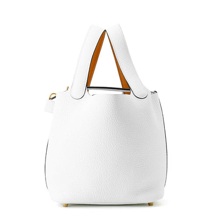HERMES Picotin Lock Eclat New White/Sesame Taurillon Clemence Swift Leather Size PM
