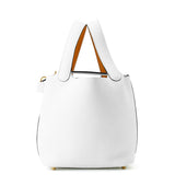 HERMES Picotin Lock Eclat New White/Sesame Taurillon Clemence Swift Leather Size PM