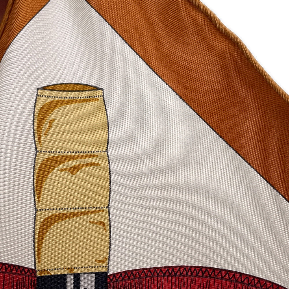 HERMES Carre Apron Doll Size 90 Caramel / Crème / All Silk100%