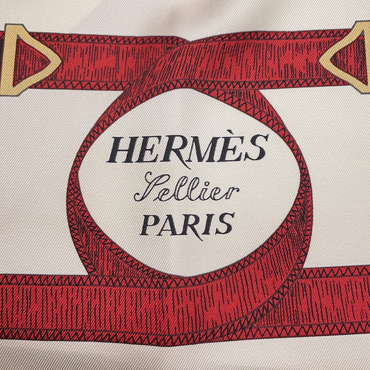 HERMES Carre Apron Doll Size 90 Caramel / Crème / All Silk100%