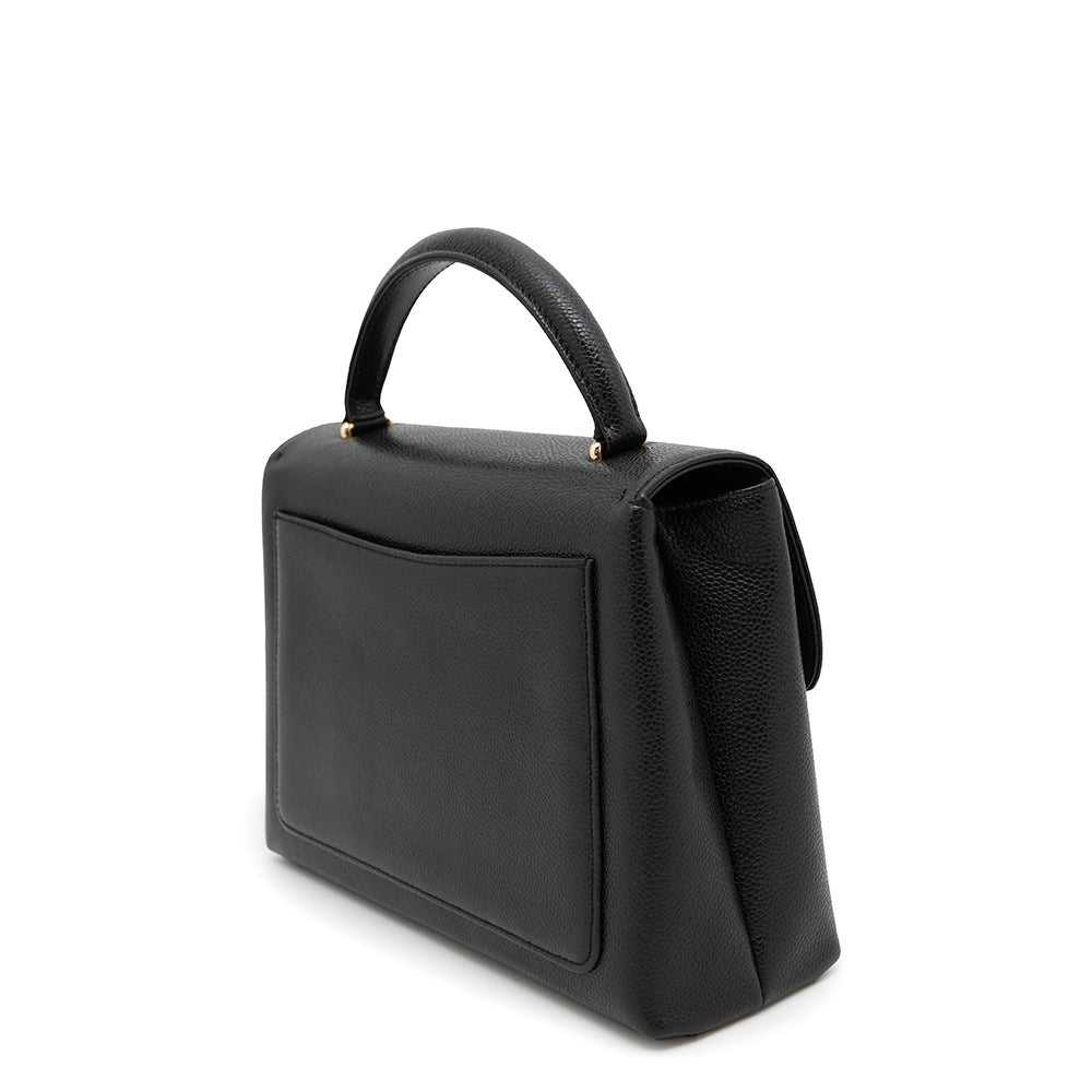 CHANEL CC Logo Top Handle Bag Black Caviar Leather