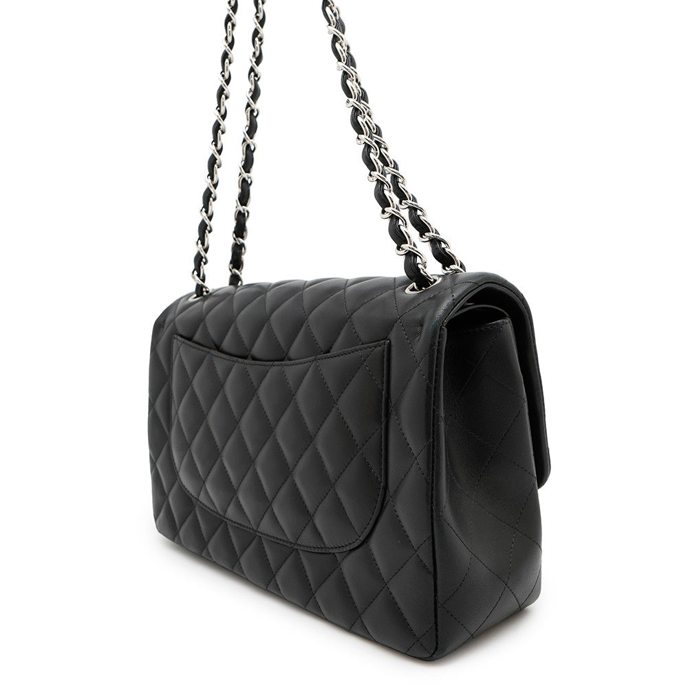 CHANEL Matelasse W Flap ChainShoulder Bag BlackA58600 Lambskin Size 30