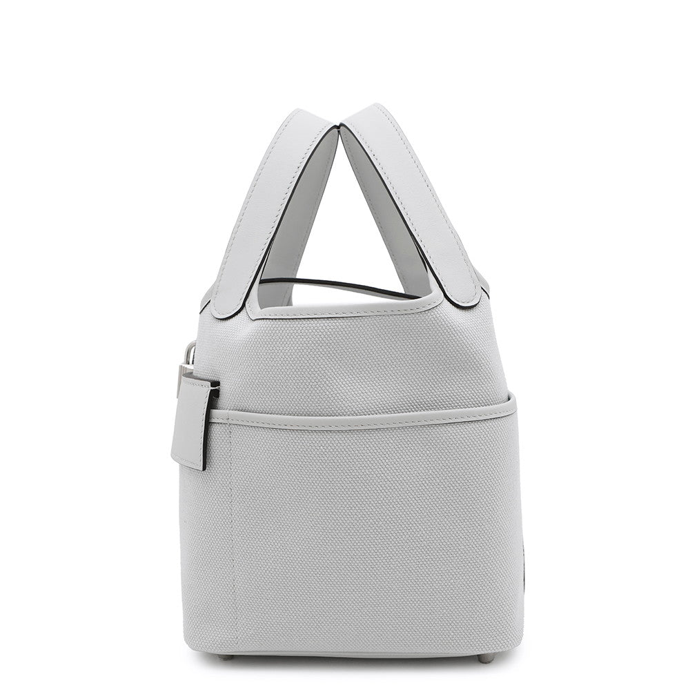 HERMES Picotin Lock Cargo Gri Platinum Towar Goeran Swift Leather Size PM