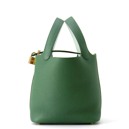 HERMES Picotin Lock Eclat Vert Moyen/Vert Peppermint Taurillon Clemence Swift Leather Size PM