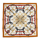 HERMES Carre EPERON D'OR Apron D'or Size 90 Caramel/Creme Silk100%