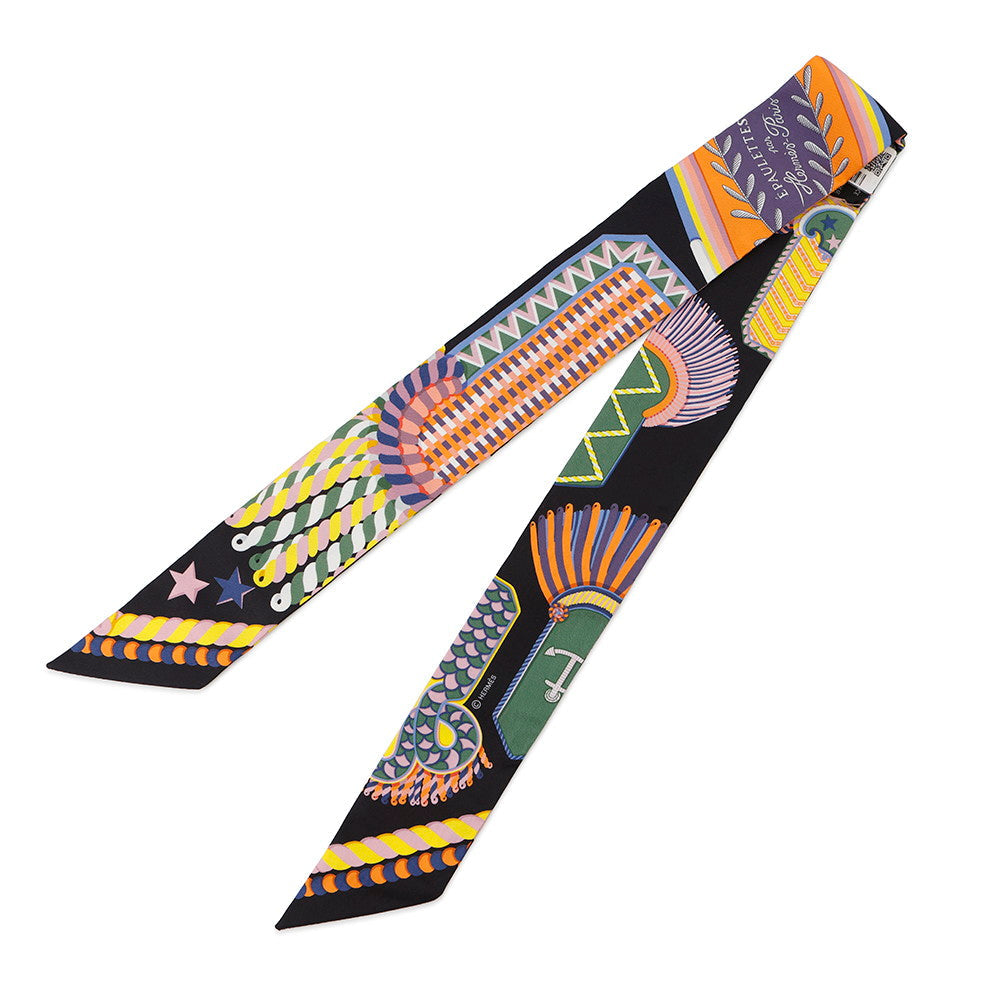 HERMES Twilly Epaulettes de Gal ceremonial epaulettes Caban/Vert/Jaune Silk100%