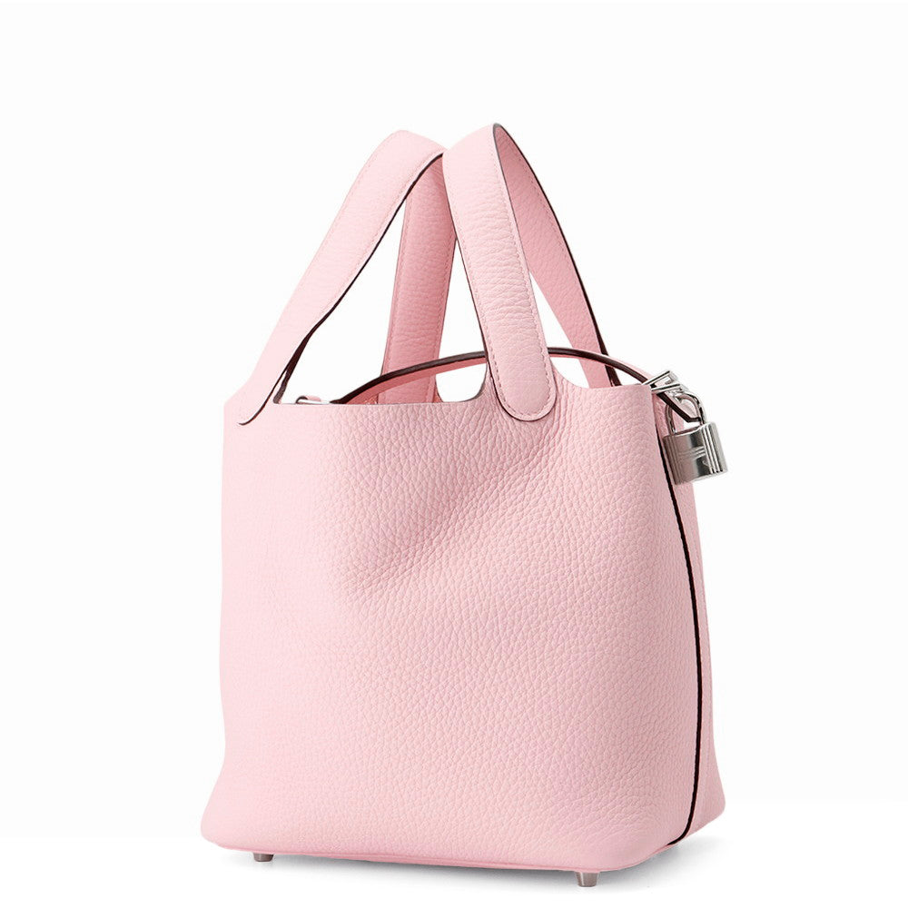 HERMES Picotin Lock Rose Sakura Taurillon Clemence Size PM