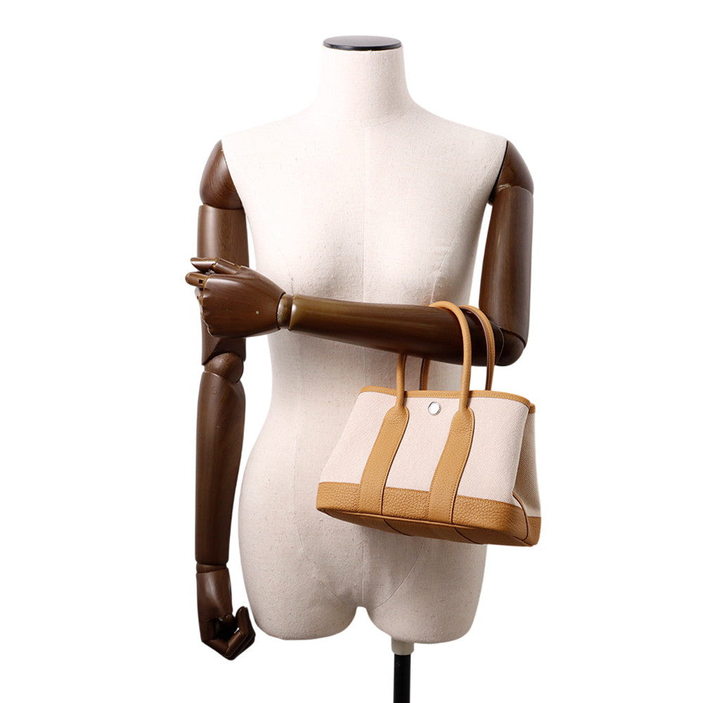 HERMES Neo Garden Ecru/Natural Sable Toile H Negonda Leather Size 23