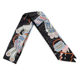 HERMES Twilly Odyssey Black/Blue Ciel/Rose Silk100%