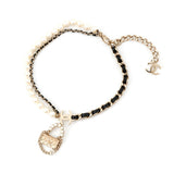 CHANEL Matelasse bag motif necklaceAB6125 Metal Leather Faux Pearl