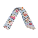 HERMES Twilly HERMES Story HERMES STORY Blue Pale/Rose/Vert Silk100%