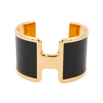 HERMES Olympus Bangle Size T3 Black Box Calf Leather Metal