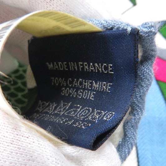 HERMES Carre H 100 Unpossible Size 100 Vert/Blanc/Fuchsia Cashmere70% Silk30%